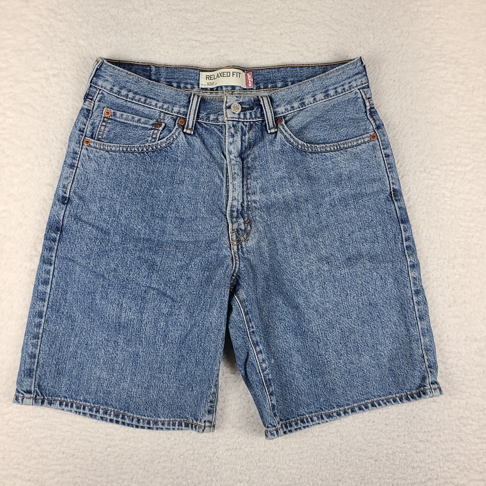Levi's 550 Jean Shorts Mens 33 Blue 9" Inseam Relaxed Fit 100% Cotton Denim